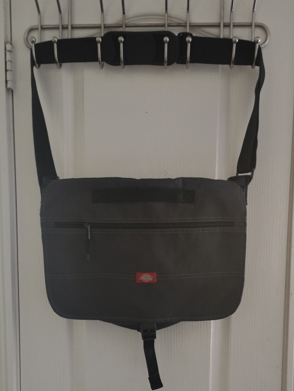 Dickies Dark Gray Messenger Bag with Front Zip Pocket